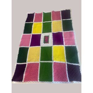 Handmade Colorful Patchwork Crochet Blanket